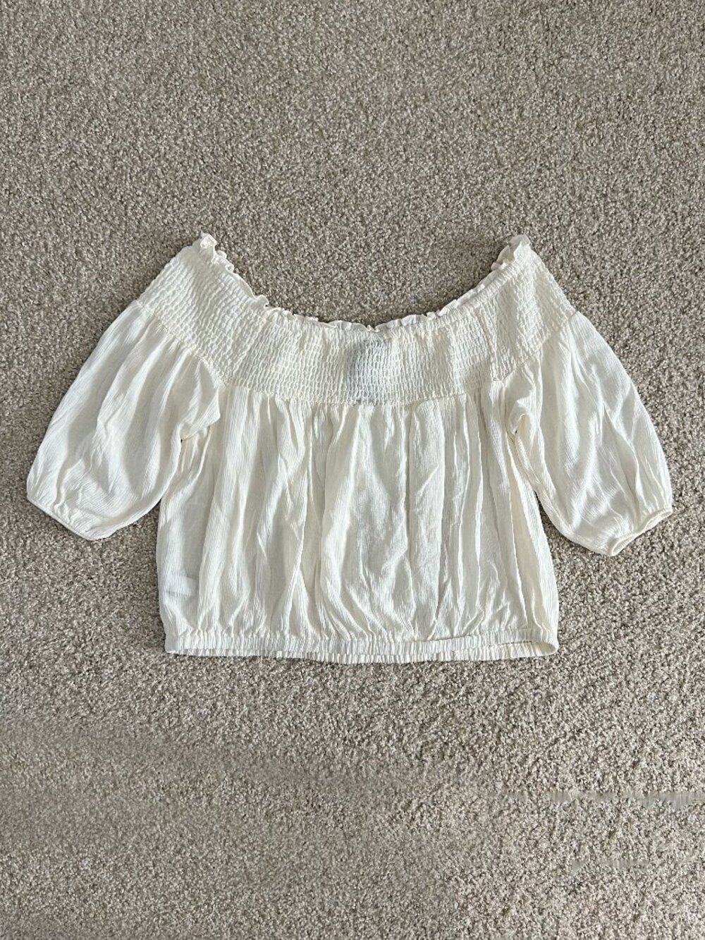 NWT Torrid Crinkle Gauze Off-Shoulder Top Cottagecore Romantic White Size M/L - Picture 4 of 7